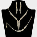 3-PCS Rhinestone fringe necklace jewelry set